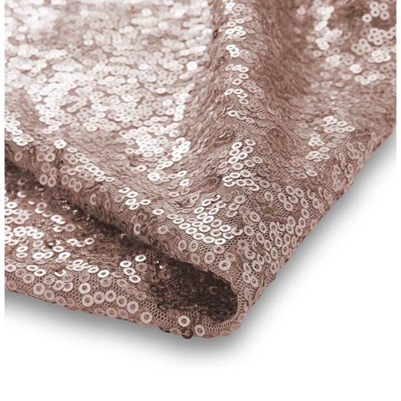 Rose Gold Sequin Tablecloth Pink Gold Linen Covering Square Overlay 50x50 inch ~ - Picture 4 of 5